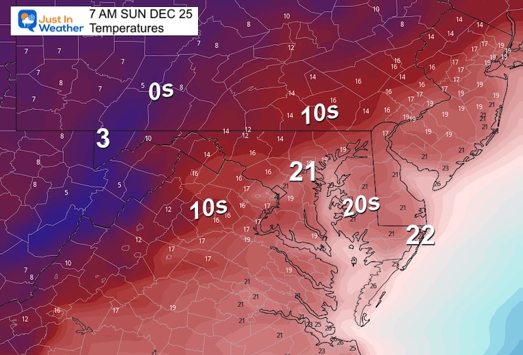 December 24 weather temperatures Christmas morning