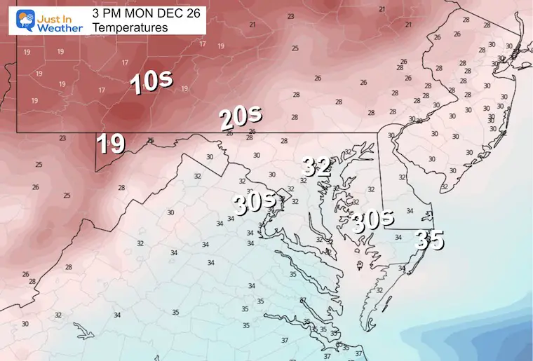 December 26 temperatures Monday afternoon