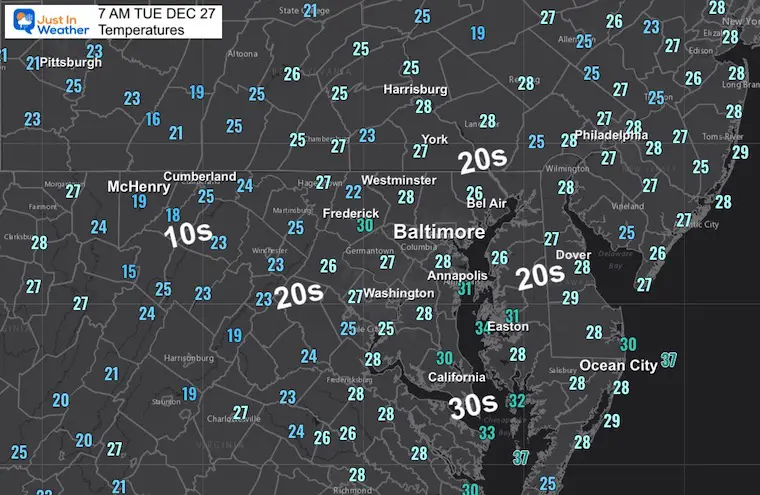 December 27 weather temperatures Maryland