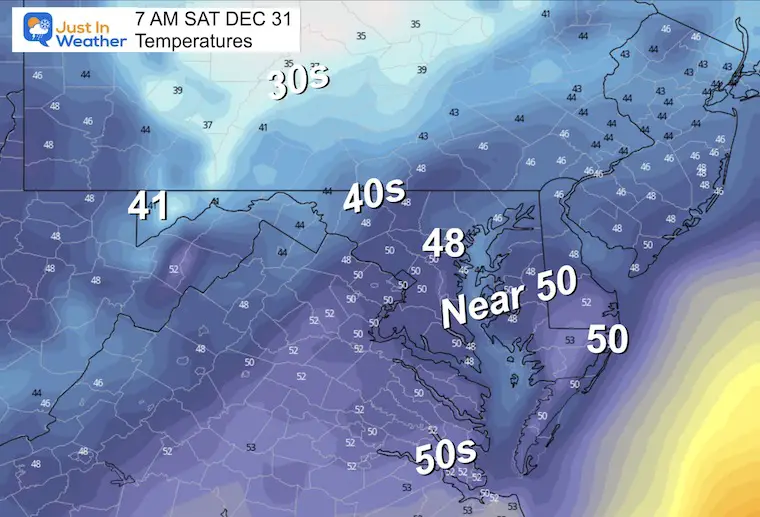 December 30 weather temps Saturday morning