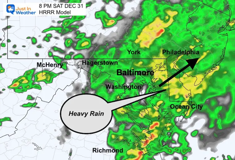 December 31 rain radar HRRR Saturday 8 PM