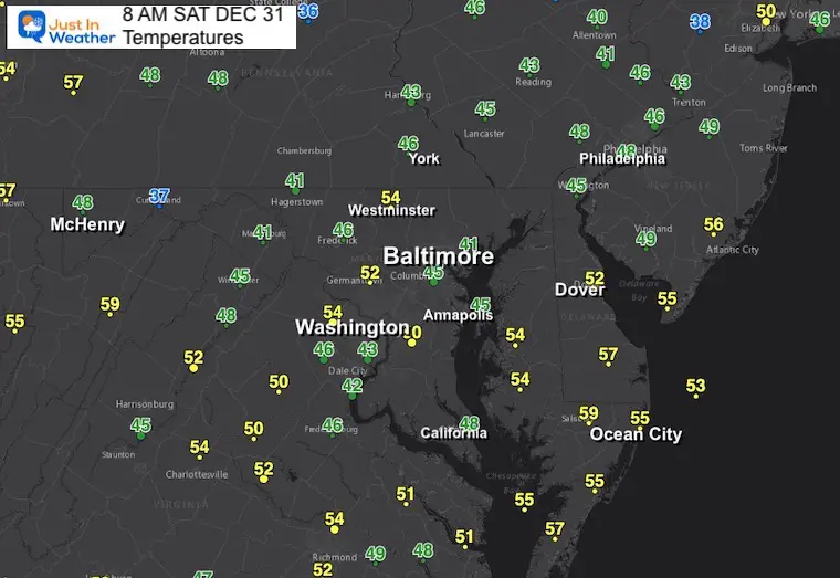 December 31 weather temperatures New Years Ee morning 
