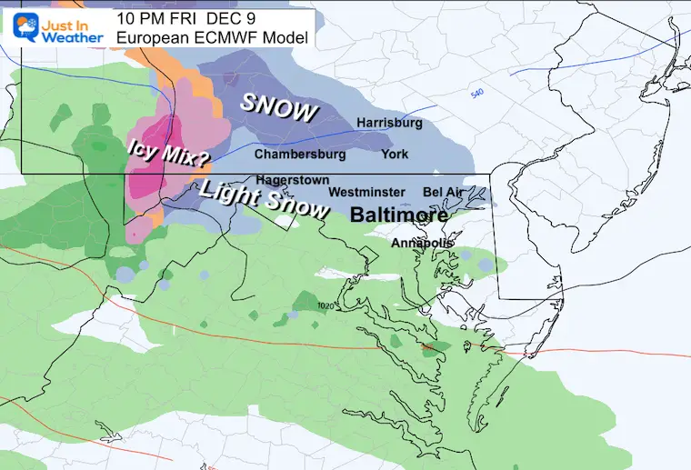 December 6 snow forecast ECMWF Friday night