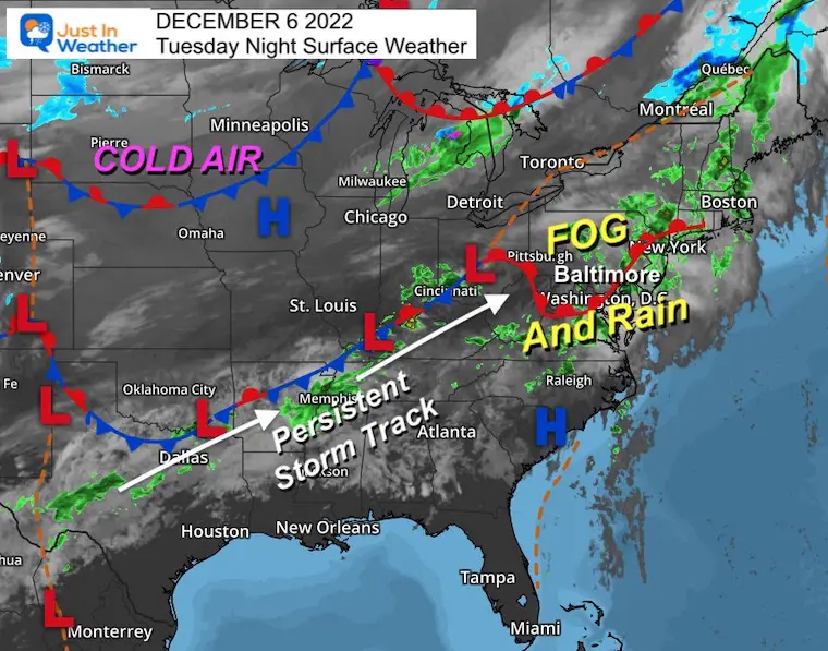 December 6 weather Tuesday night