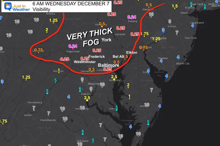 December 7 Thick Fog And Spotty Rain This Morning - Just In Weather