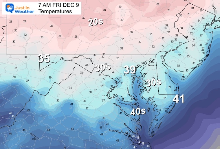 December 8 weather temperatures Friday afternoon 