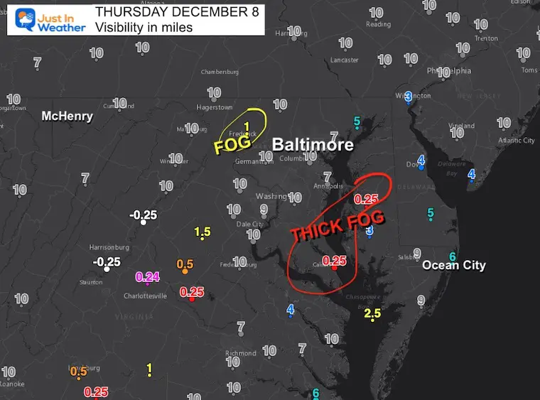 December 8 weather visibility Thursday morning