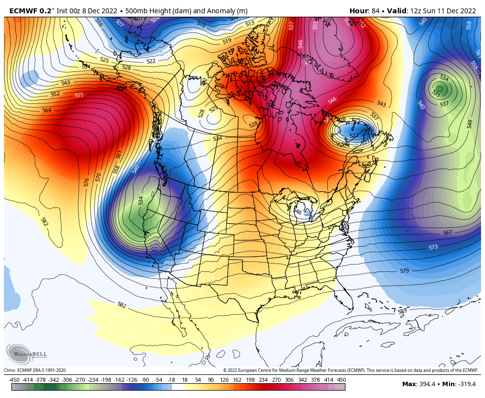 December 8 jet stream cold polar vortex ECMWF 