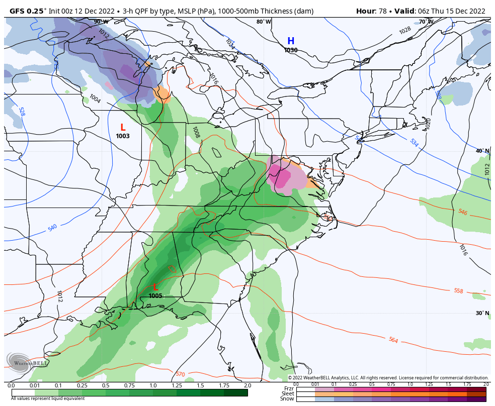 December 12 weather ice storm Thursday GFS