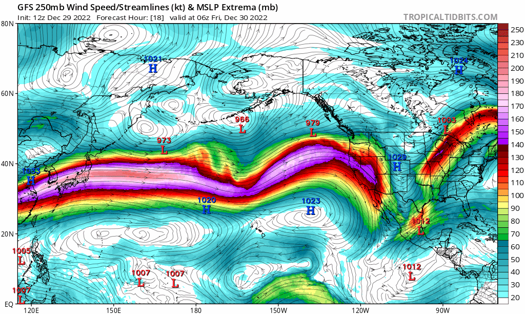 December 29 jet stream forecast Pacific January storms
