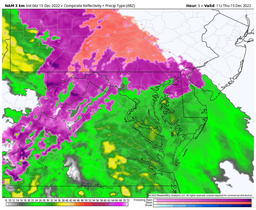 December 15 ice storm radar simulation forecast