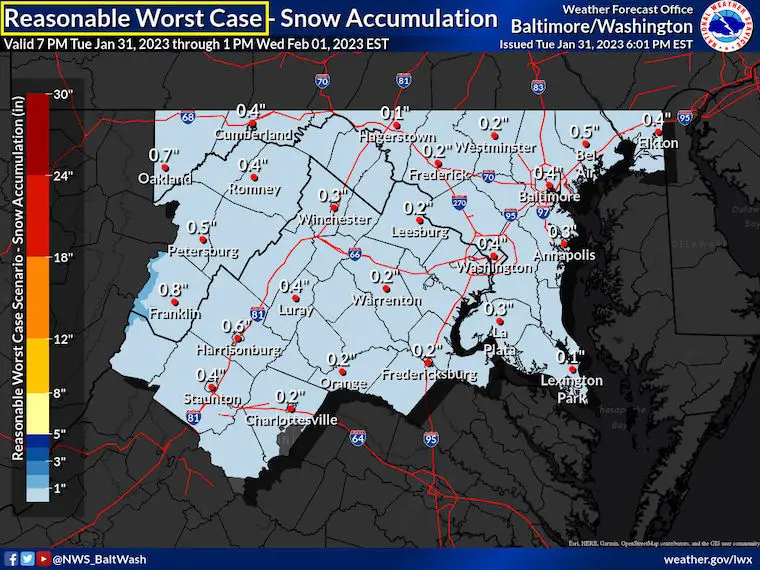 National Weather Service most snow forecast