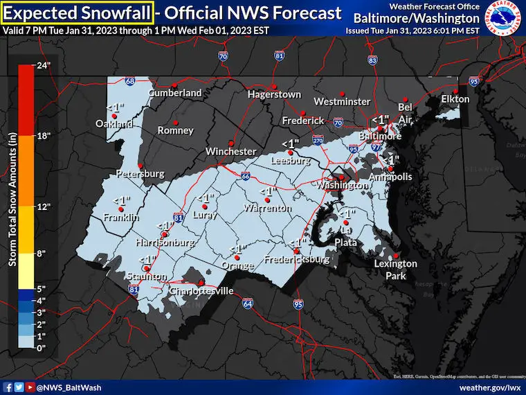 National Weather Service snow forecast