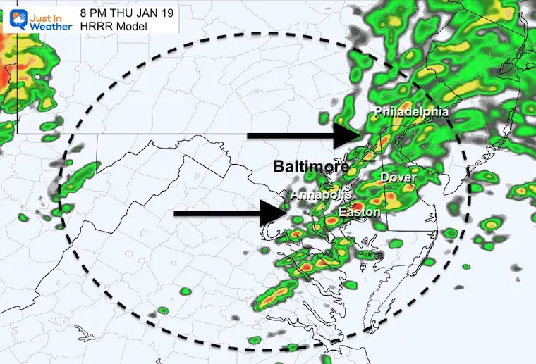 January 19 weather rain radar Thursday 8 PM