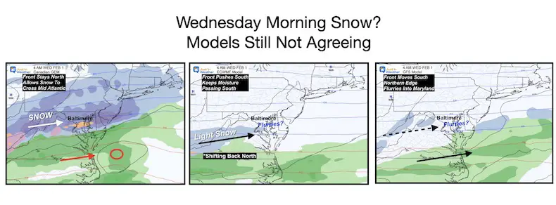 January 29 weather snow Wednesday morning models