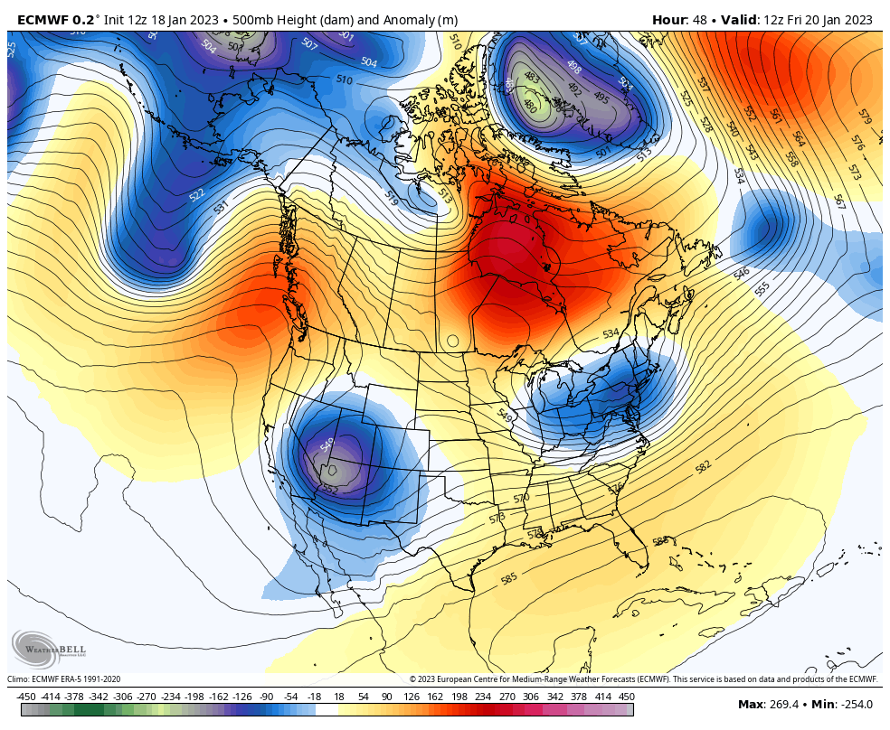 January 18 wether jet stream polar vortex North America