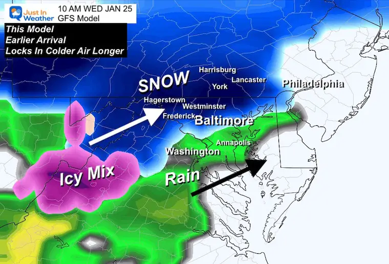 January 24 weather radar forecast snow GFS 10 AM