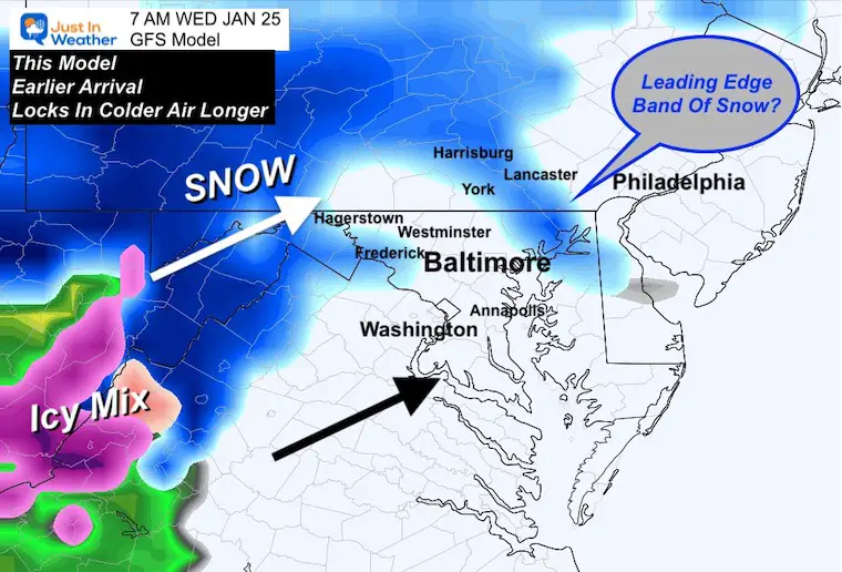 January 24 weather radar forecast snow GFS 7 AM