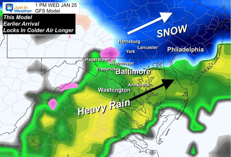 January 24 weather radar forecast snow GFS 1 PM