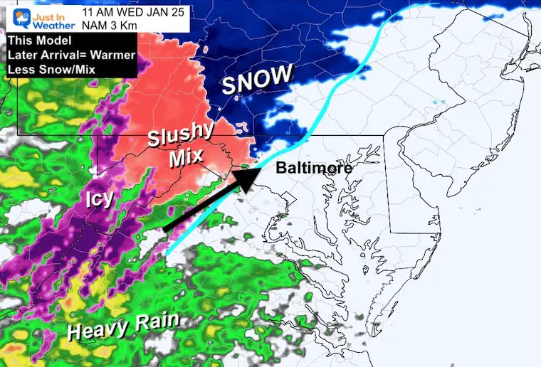 January 24 weather radar forecast snow NAM 11 AM