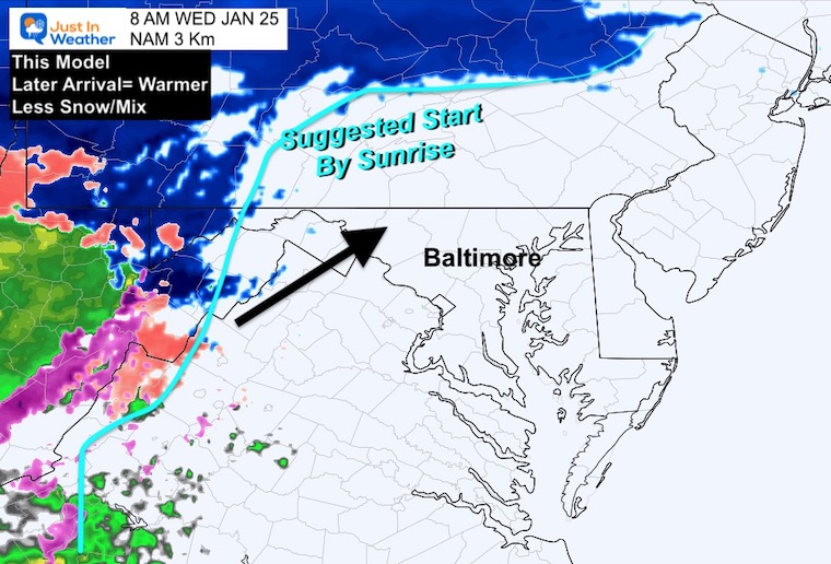 January 24 weather radar forecast snow NAM 8 AM