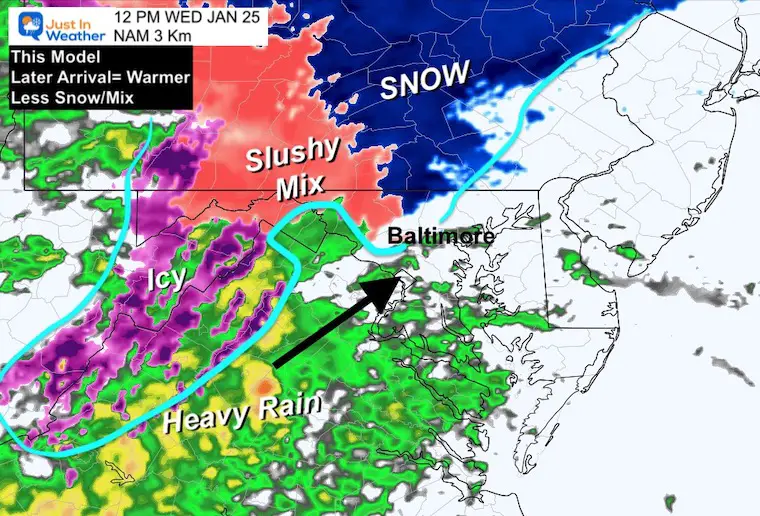 January 24 weather radar forecast snow NAM 12 PM