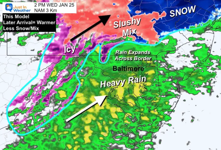 January 24 weather radar forecast snow NAM 2 PM