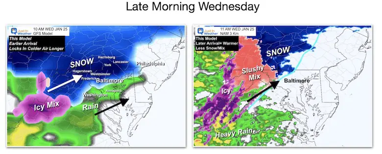 January 24 weather snow rain models morning