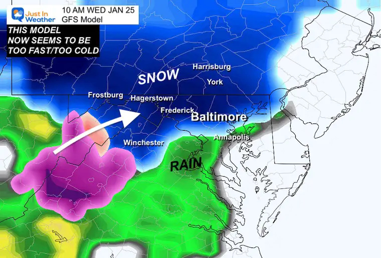 January 25 snow Wednesday 10 AM GFS