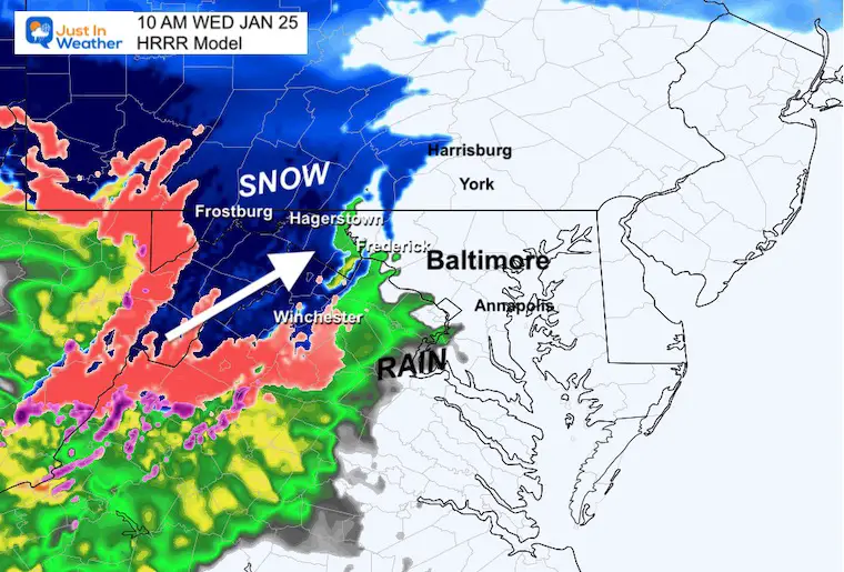 January 25 snow Wednesday 10 AM HRRR