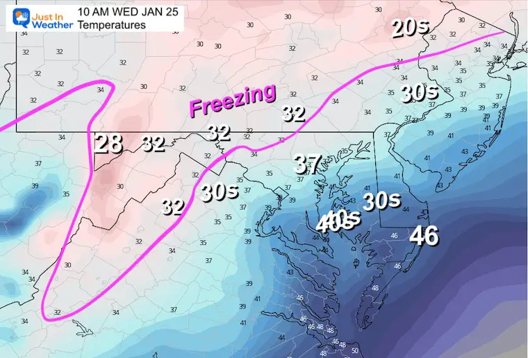 January 24 weather radar forecast temperatures GFS 10 AM