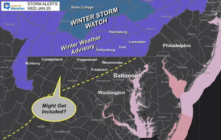 January 24 winter weather alerts