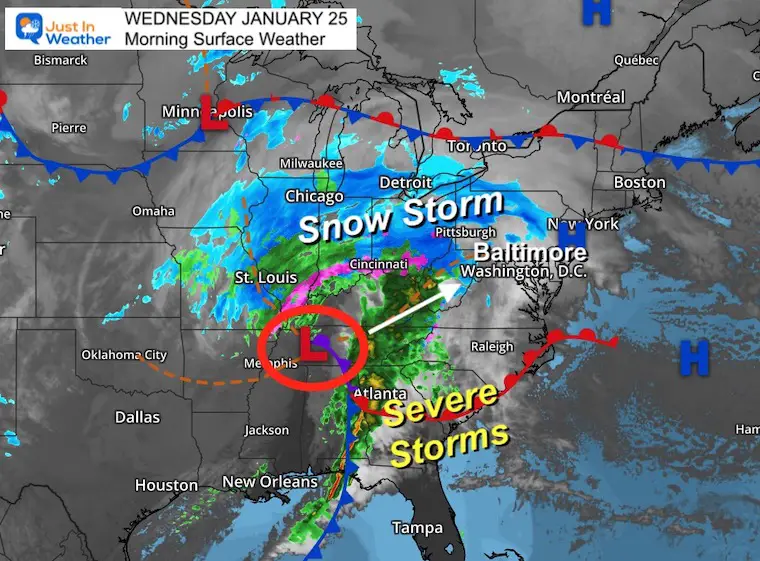 January 25 weather storm snow Wednesday morning