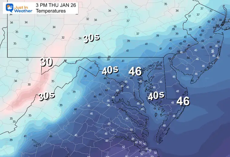 January 26 weather temperatures Thursday afternoon