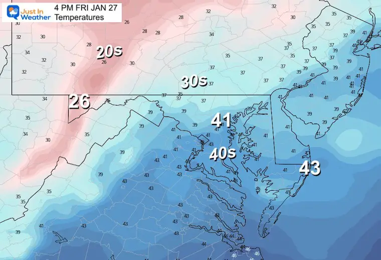 january 27 weather temperatures friday afternoon