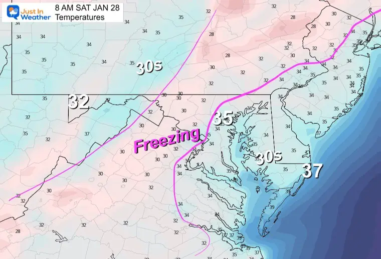 january 27 weather temperatures saturday morning
