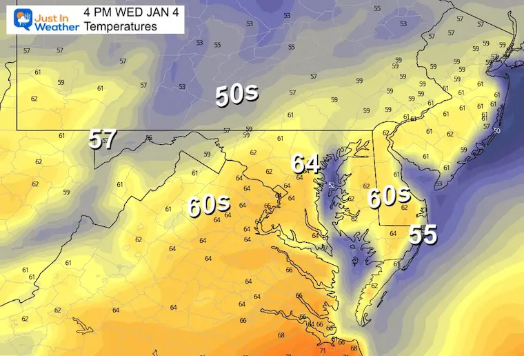 January 3 weather temperatures Wednesday afternoon