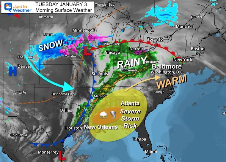 January 3 weather storm Tuesday morning