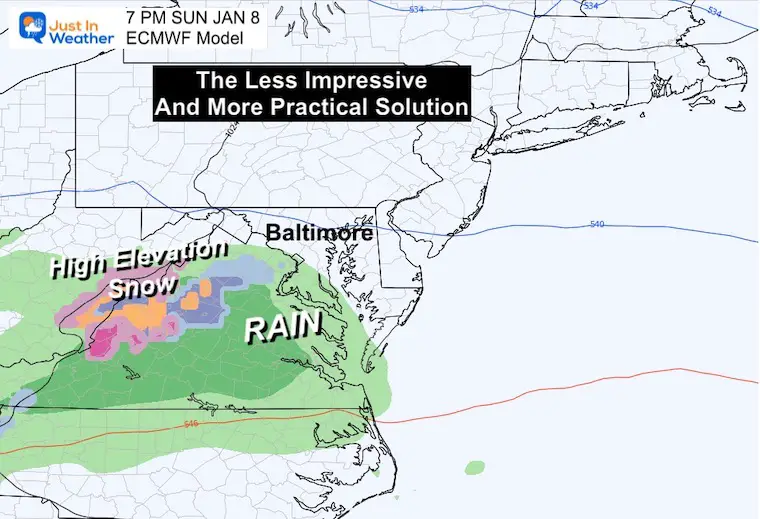 January 5 weather Sunday evening snow