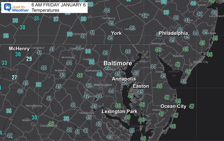 January 6 weather Friday morning temperatures