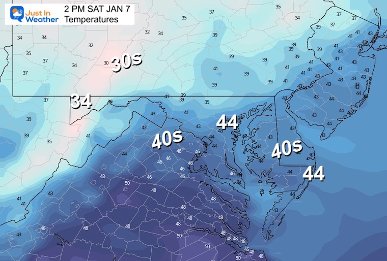 January 6 weather Saturday afternoon temperatures