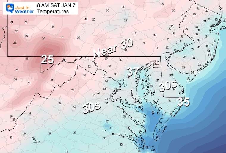 January 6 weather Saturday morning temperatures