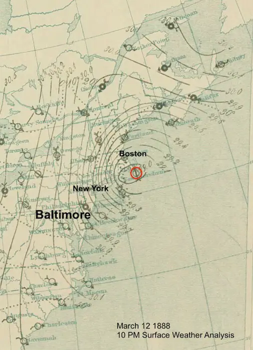 Blizzard 1888 weather map