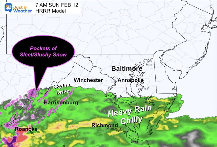 February 12 snow rain radar Sunday morning forecast