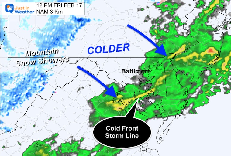 February 16 weather rain radar Friday noon