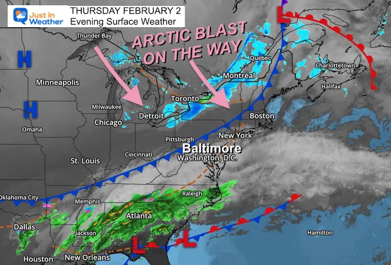 February 2 weather Thursday evening Groundhog Day