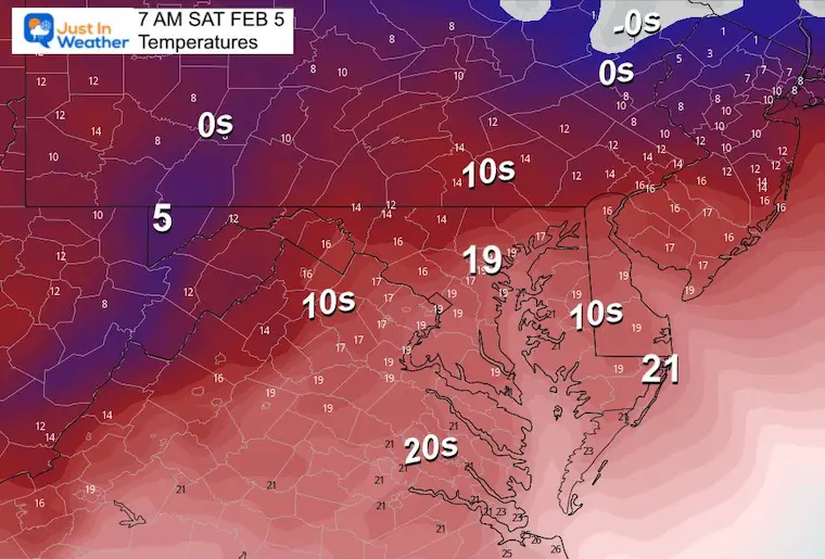 February 2 weather temperatures Saturday morning wind chill
