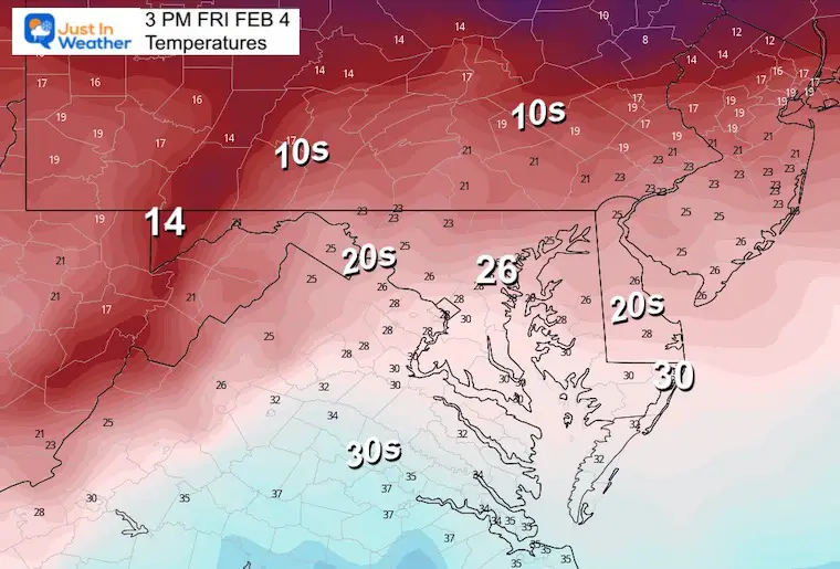 February 2 weather temperatures Friday afternoon