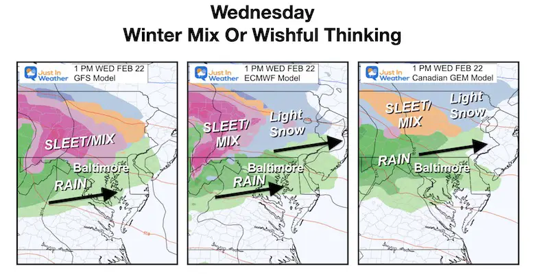 February 21 weather winter mix Wednesday