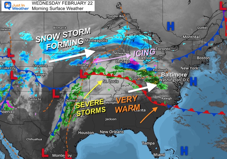 February 22 weather winter storm Wednesday morning